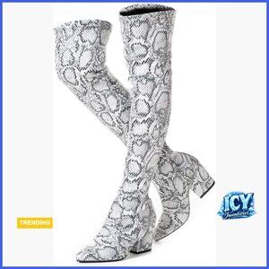 Women's Suede Over the Knee Boots Block Heel Winter Snow Boots